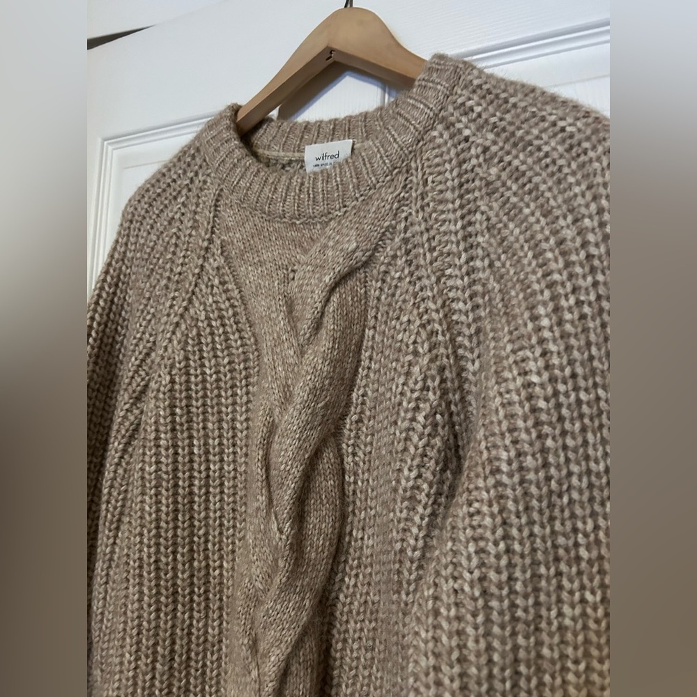 Aritzia Wilfred Tan Cable Knit Sweater dress (or long sweater)